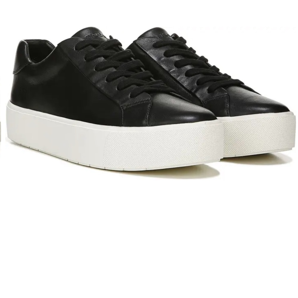 VINCE Benfield Black Leather Platform Lace Up Sneaker (Women) SZ 10